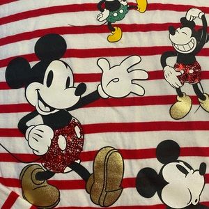 Girls Red and White Striped Long Sleeve Disney Shirt
